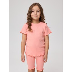 .74-82 ИГЛ Комплект футболка + трессы на закрутке, Коралловый. .74-82 ИГЛ Комплект футболка + трессы на закрутке, Коралловый.